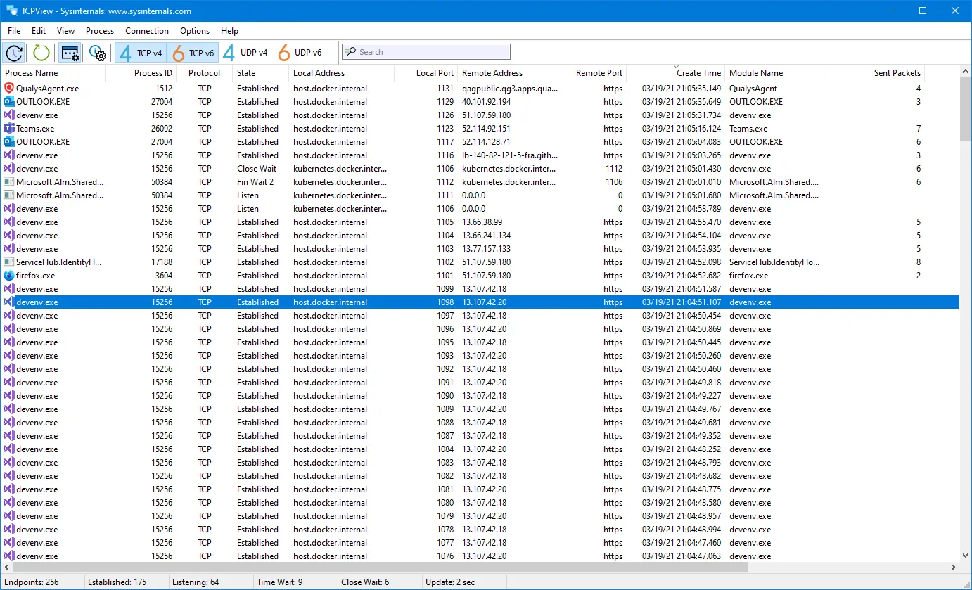 TCPView interface